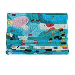 NWT CHIHULY Glass Beaded Clutch Purse Aqua Blue Teal Pink Surreal Dollcore Dream
